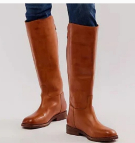 Free People Womens Everly Equestrian Leather Boots Size 7 Tan NWOT - Picture 3 of 16